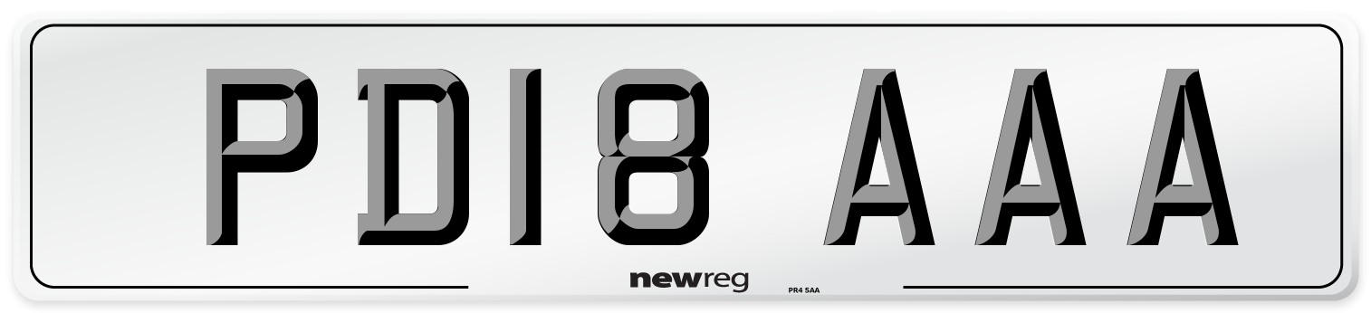PD18 AAA Number Plate from New Reg